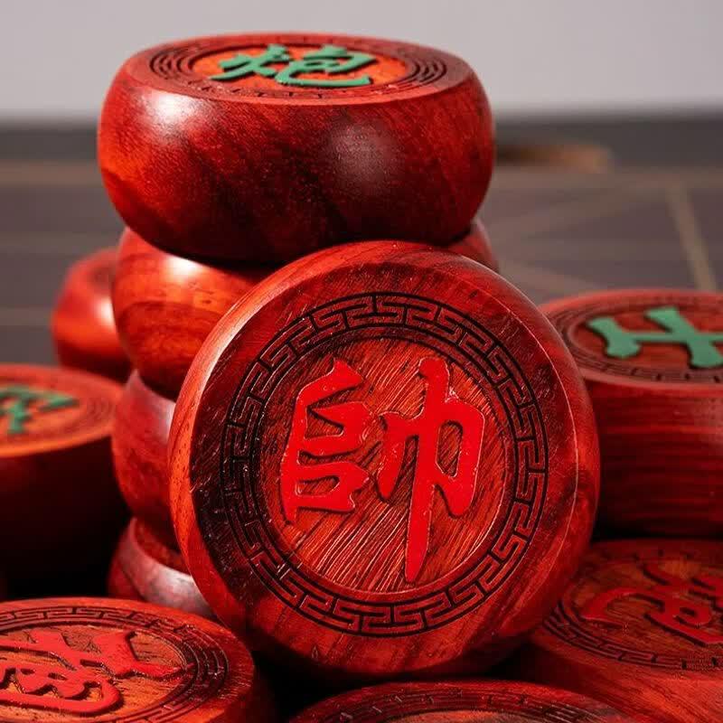 Qiuqiao Carved Wood Chinese Chess Set