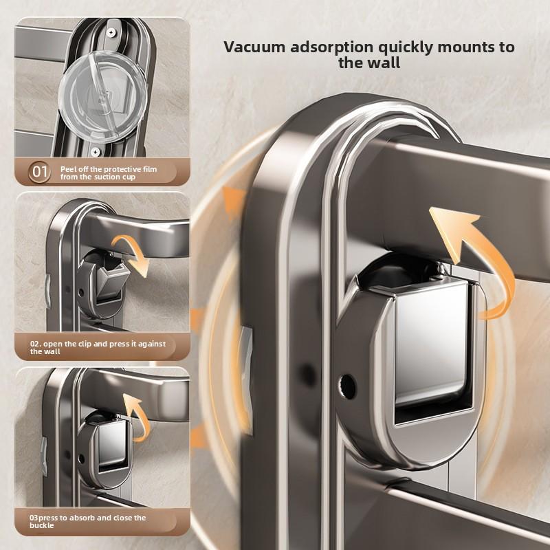 Bathroom Wall Suction Cup for Mounted Multi-Layer Towel Holder -Space-Saving Bathroom Storage Organizer for Towels & Accessories