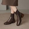 Popular Knitted Thin Socks Boots Retro Square Head Thick Heel Medium Heel Short Boots Spring and Autumn Martin Boots Bare Boots Women
