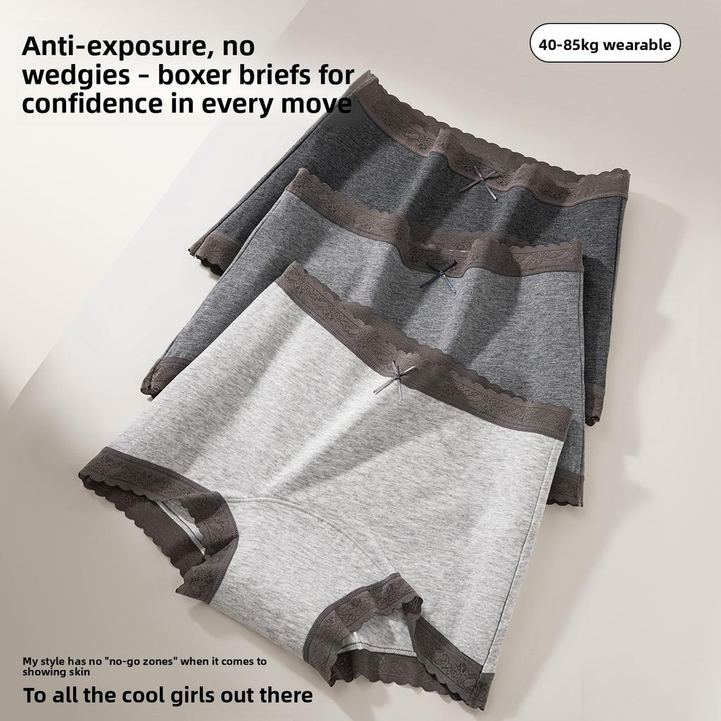 Large Size Female Spring and Autumn Pure Cotton 10A Antibacterial Crotch Full Hip Comfortable Breathable Small Flat Angle Briefs