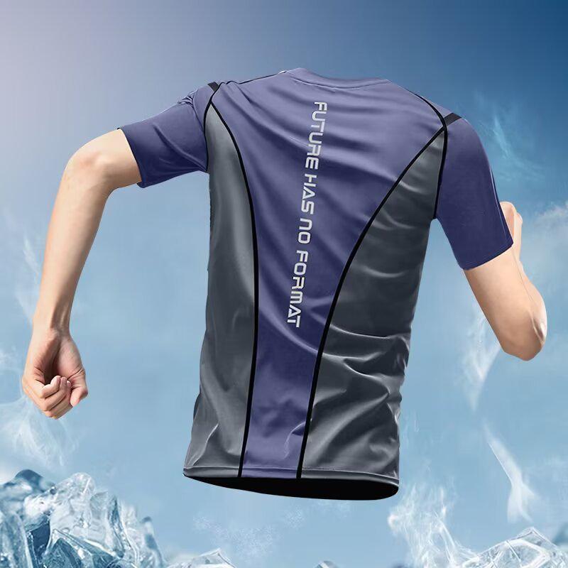 Men s Quick-Dry Ice Silk Short-Sleeve Fitness T-Shirt S