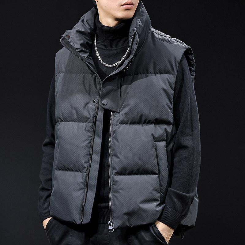 Men's Lightweight 90% Duck Down Warm Vest - Trendy Plus Size Outerwear for Autumn/Winter 2025