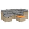 7 Piece Beige Poly Rattan Garden Sofa Set with Cushions