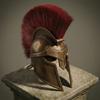 Costum Cască Războinic Spartan – Cască Stil Hoplit Grec Bronz Antich cu Creastă Roșie pentru Cosplay, LARP și Reenactment
