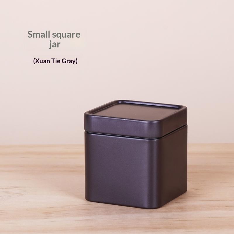 Mini Square Tin Sealed Tea Caddy Airtight Small Storage Jar for Coffee Beans Spices Home Kitchen Countertop Use