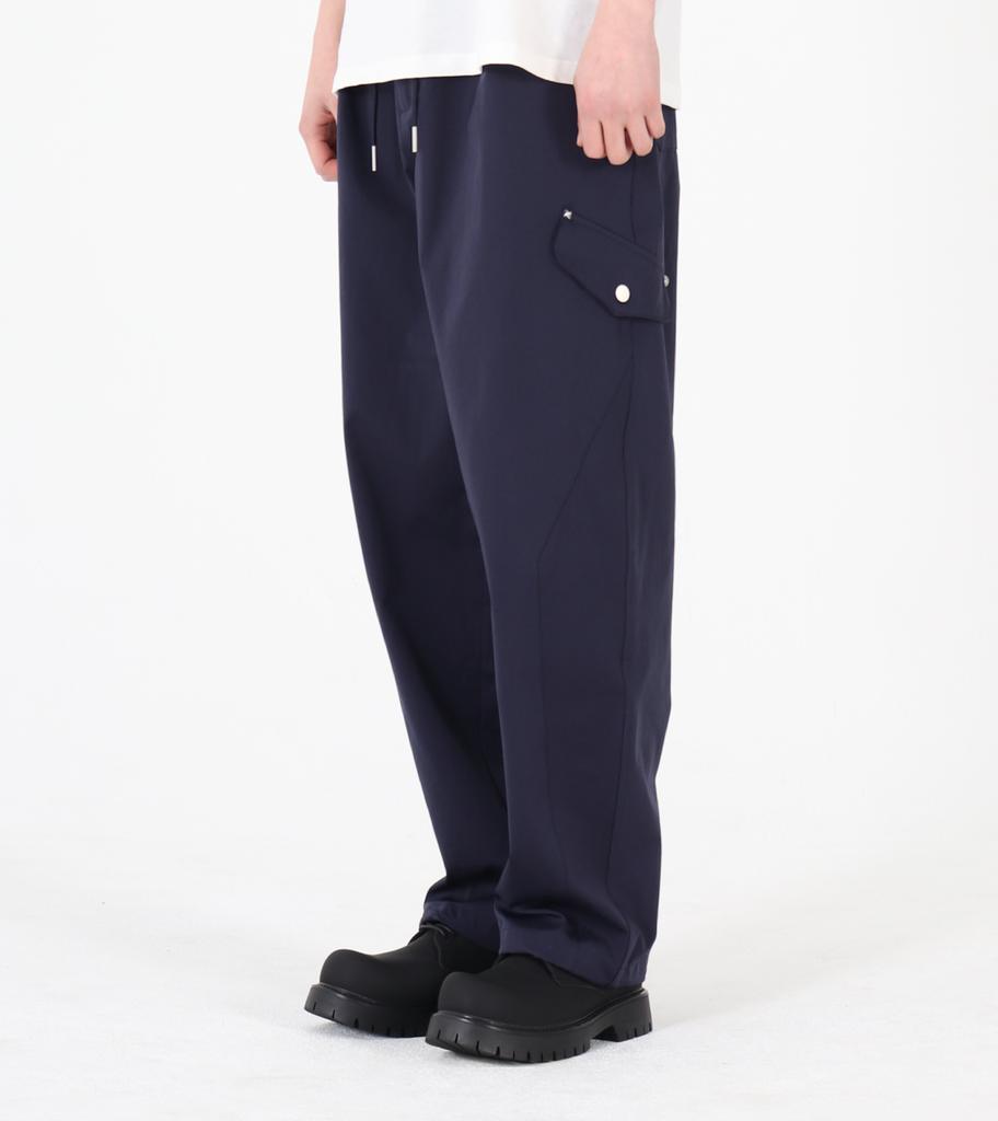 Beoteunseoul Elastic String Cotton Pants (Dark Navy)
