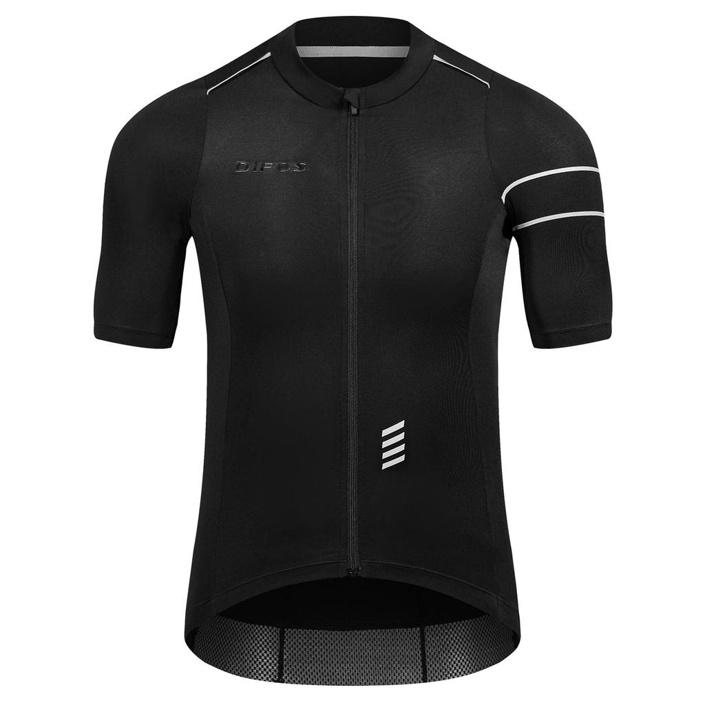 DIFOS Short Sleeve Cycling Jersey for Cycling Road Bike with Reflective Size L Men's Summer, Wear, Wear, Elastic, Quick-Drying, Breathable, Pockets,