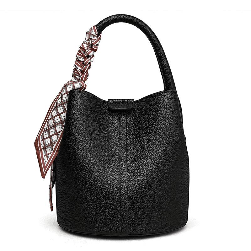 

High-end bag women s new texture niche messenger bag super soft and versatile fashion portable bucket bag black чёрный