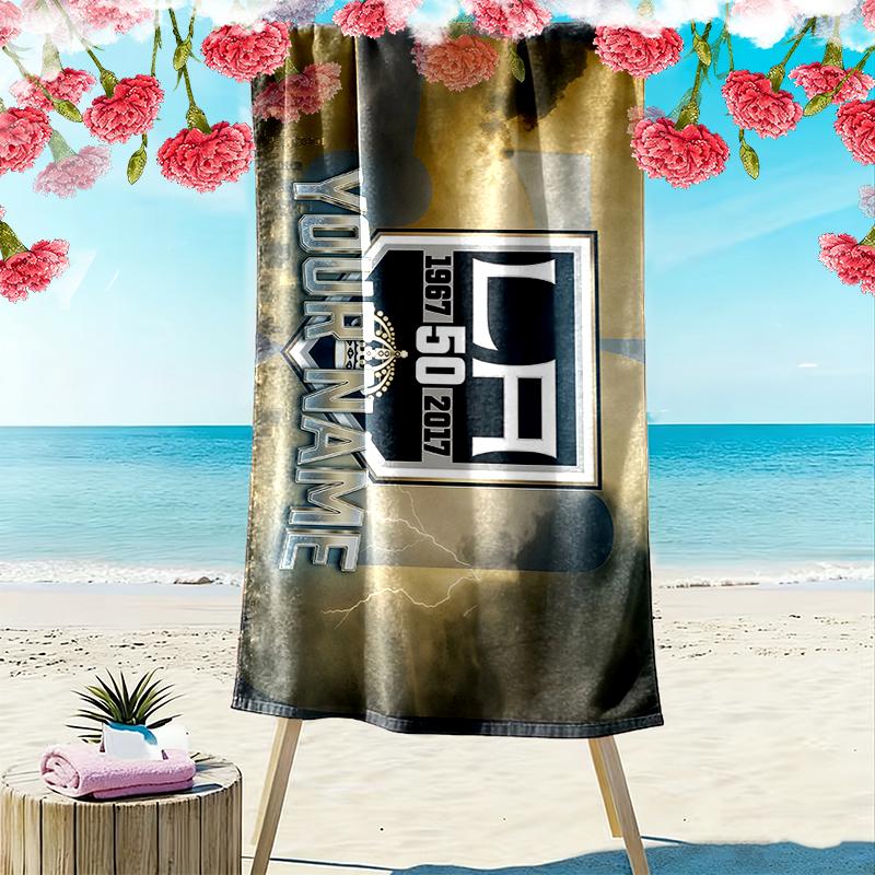 Custom Name,Los Angeles Kings Print Beach Towel, Large Soft Quick Dry Towel for Beach Camping Swimming