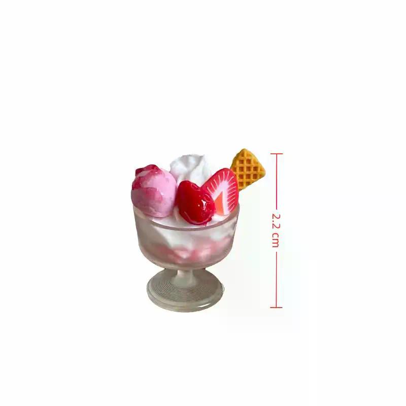 1pc Miniature Dollhouse Food Toy Strawberry Ball Pink Ice Cream Cup Model - DIY Decoration For Doll Accessories Kids Gift