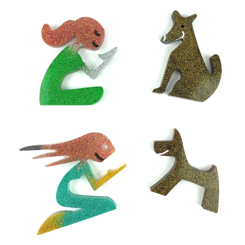 Dog Keychain Mold Silicone Keychain Mold Pendant Clay Mold with Hole for DIY Keychain Home Car Handbag Backpack Decor