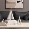 A74E-Sailboat Decor Ornament, Boat Decorations Statue Decor, Art Sculptures And Statues- Modern Sculptures Home Decor 1Set/2Pcs