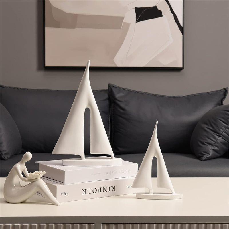 A74E-Sailboat Decor Ornament, Boat Decorations Statue Decor, Art Sculptures And Statues- Modern Sculptures Home Decor 1Set/2Pcs
