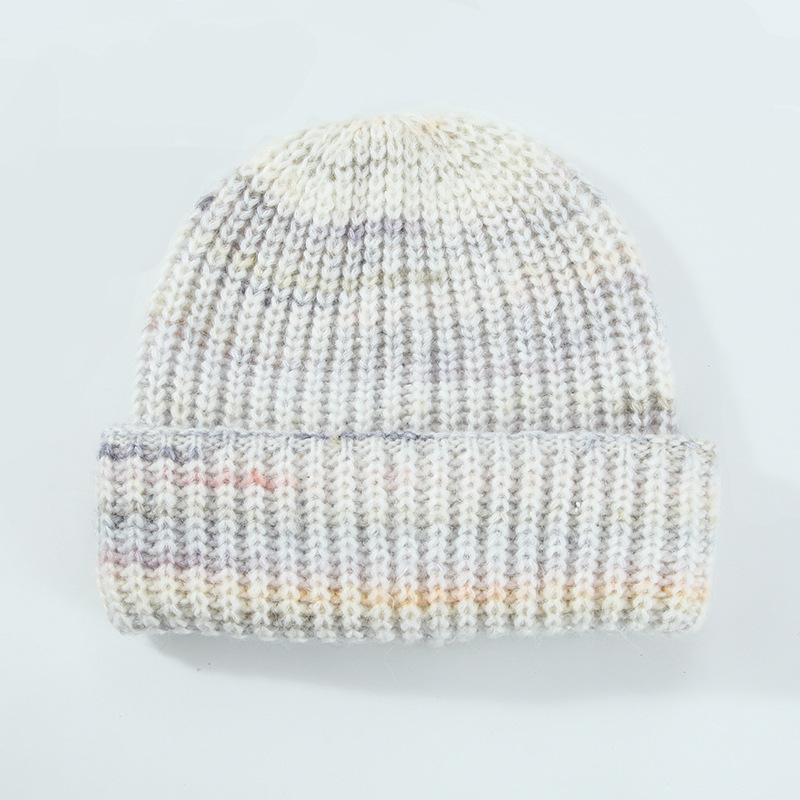 Wool Knitted Hat Women's Winter, Versatile Warm Autumn and Winter Multi-color Flanged Ear Protector Wool Hat Cold Hat