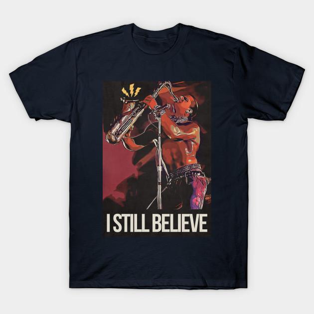 Men Black Print T-shirt I Still Believe No-Cut Transfer Paper Print Cotton Tshirt XL тёмно-синий