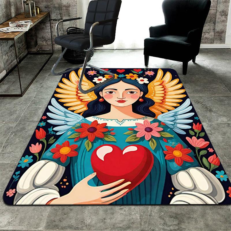 Cozy Floral Girl Heart Rug Floor Mat for Living Room or Bedroom Soft and Comfortable Carpet a Gift for Birthday and Holiday.ZFF0913368