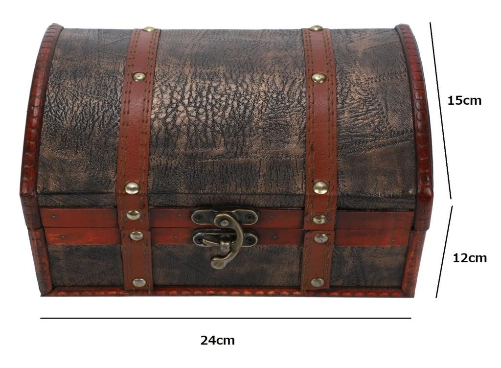 r_planning Antique Retro Wooden Box with Embossed Pu Rivets and Decorative Trinket Box