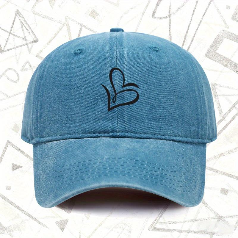 A Vintage Washed Hat Featuring a Heart Shape Suitable for Both Men And Women This Solid Baseball Cap Is Perfect for All Season