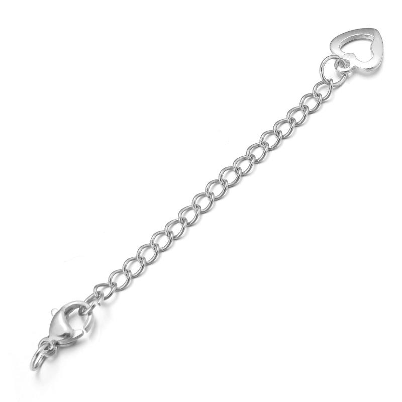 10pcs/Lot 50mm Stainless Steel Necklace Extension Chain Bulk Bracelet Extended Chains Tail Chains Extender For Jewelry Making
