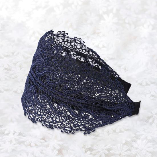 Women Hairband Wide Retro Style Sweet with Teeth Elegant Hair Accessories Anti-slip Lace Embroidered Hair Hoop for Daily Life