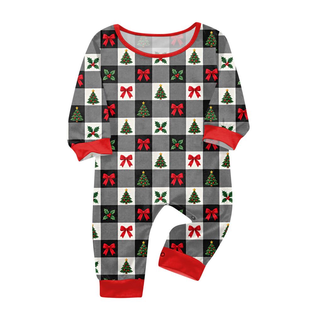 Family Matching Christmas Pajama Set, Neck Long Sleeve and Pants Loungewear Set for Holiday