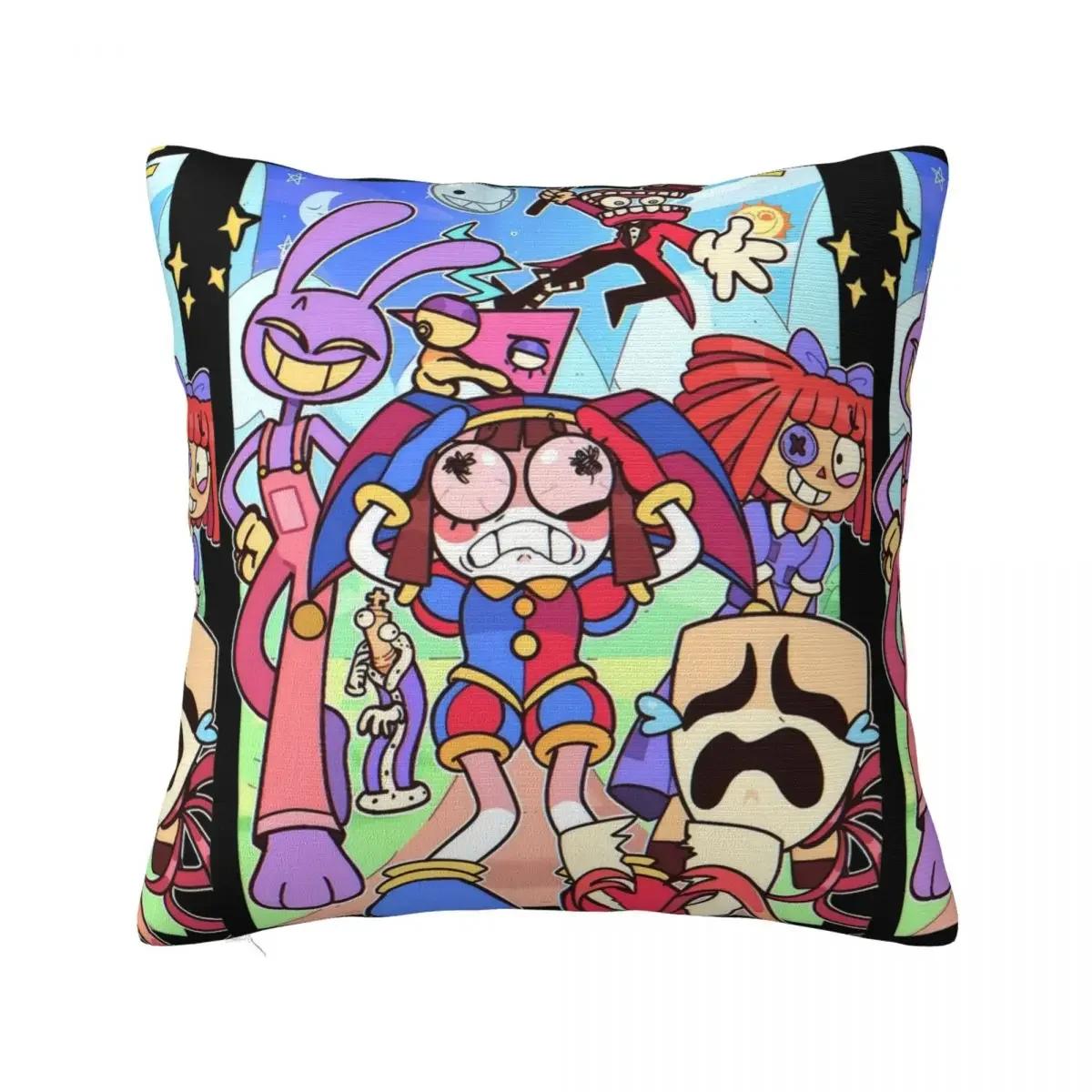 

The Digital Circus Pillowcases Bed Car Tadc Jax Pompom Pomni Cushion Cover Cute Home Decoration Pillowcase 66x66cm