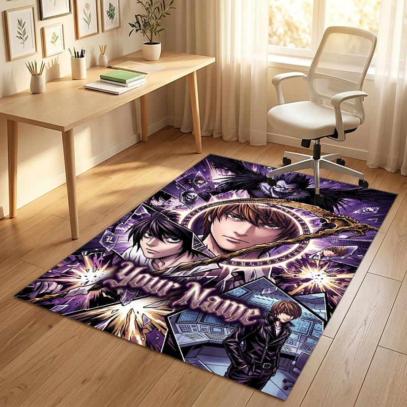 Personalized Crystal Velvet Carpet,Death Note Custom Printed Name, Plush Area Rug For Home Indoor Decor