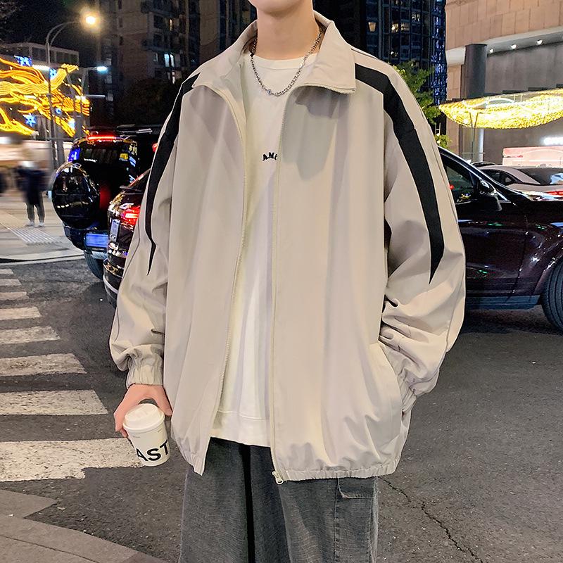 Herren Stehkragen Coach Jacke: 2025 Frühling/Herbst Trendige Jugendliche Freizeit-Sportjacke