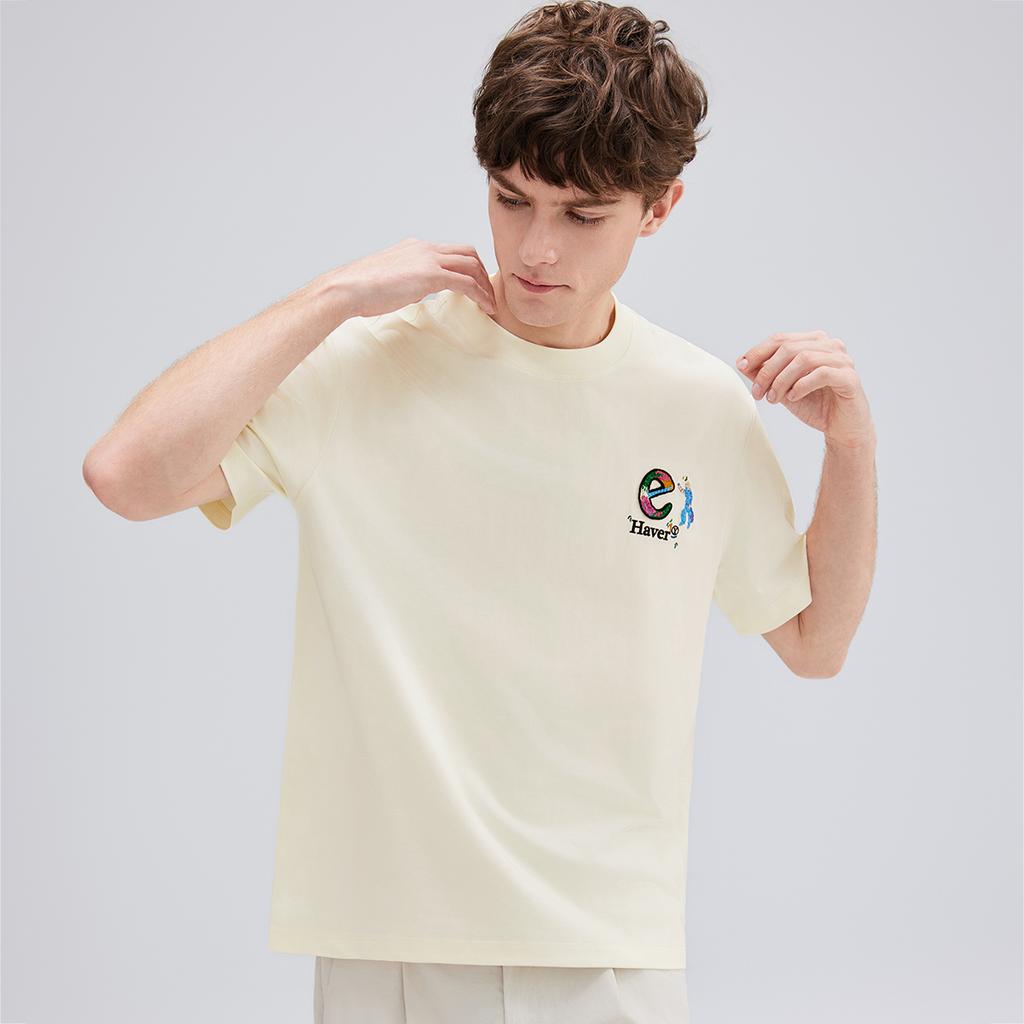 Summer Cotton Breathable Falling Shoulder Printed T-shirt
