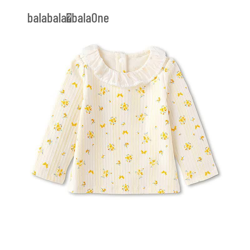 Balabala Girls' Floral Long-Sleeve Cotton T-Shirt