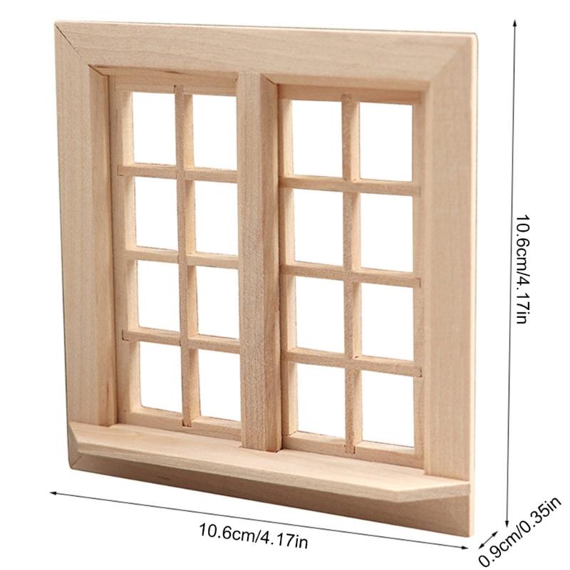 Children Dollhouses Furniture Sturdy Wood Window Panel Designs in 1 12 Miniature Scale Moder Home Decoration Supplies