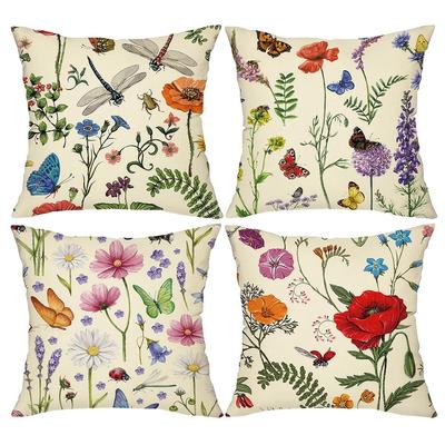 Housse de coussin Fleurs et Papillons ColorésConvient pour canapé voiture chambre à coucher housse de coussin décorative housse d'oreiller