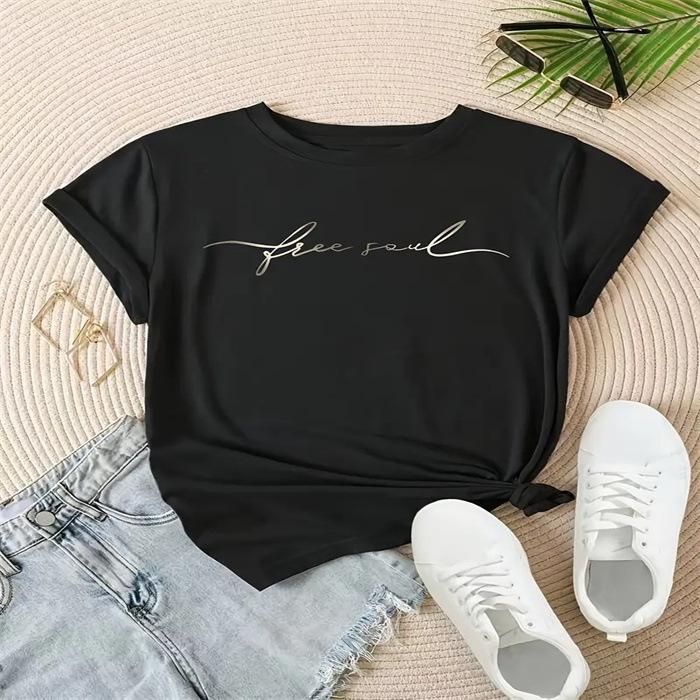 Summer Round Neck Printed Top Fashionable Casual Cute Short Sleeved Women's Pure Cotton T-shirts