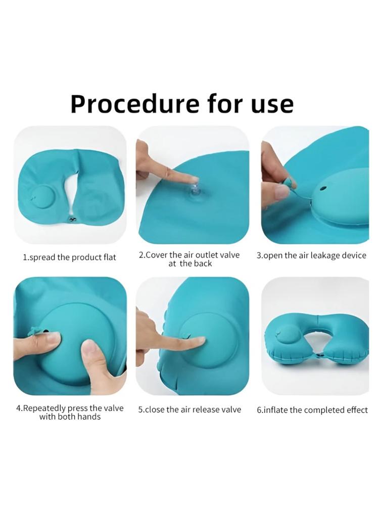 U-Shaped Inflatable Travel Pillow Portable Air Neck Support Cushion Comfortable Sleeping Press To Inflate Pillow