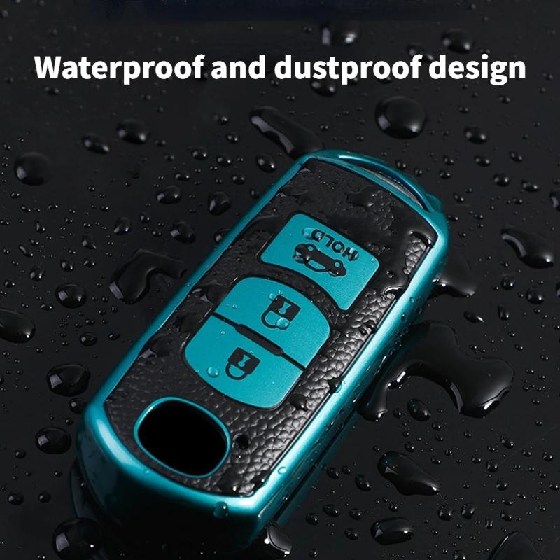 Autoschlüsselanhänger Hülle Schutz für Mazda 2 3 5 6 Axela Atenza CX-5 CX5 CX-7 CX-9 MX5 2016 2017 2018 Smart 2/3 Tasten Autotasche