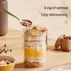Leak-Proof Glass Overnight Oats Cup: Portable, Spoon-Included for Office Workers and Yogurt Lovers