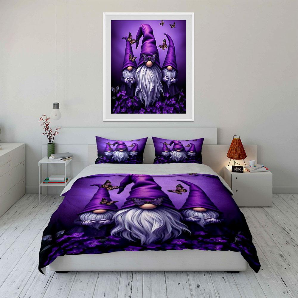 Purple Gnome Trio Decoration Set Multiple Sizes Kid'S And Adults' Bedroom Exquisite 3Pc Bedding Set, Gift