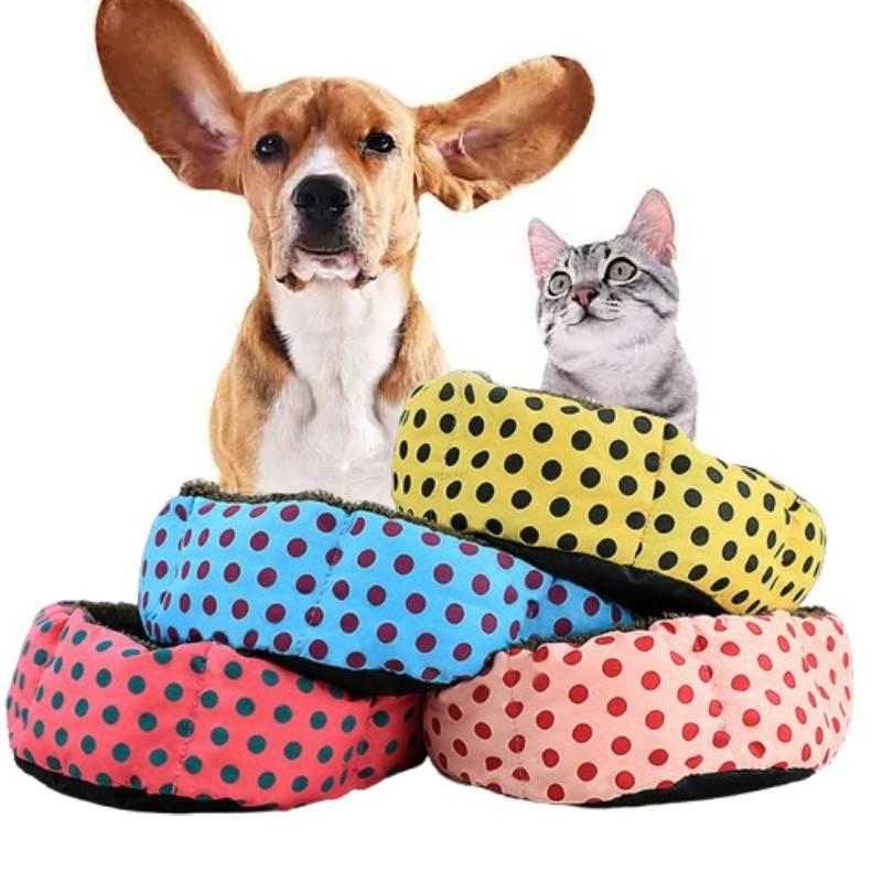 Superweiches Plüsch-Rundpunkt-Achtkant-Hundebett für Katzen und Hunde Gemütliches Waschbares Haustierhaus