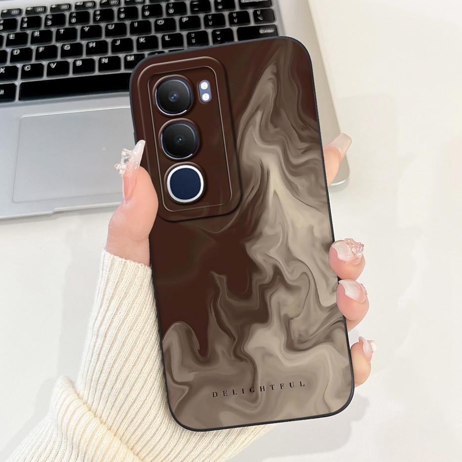 Für Vivo Y19s 4G Hülle V2419 Süße Katze Gittermuster Abdeckung Stoßfest Weiches Silikon Handyhülle Für Vivo Y19s Y 19 s VivoY19s Fundas
