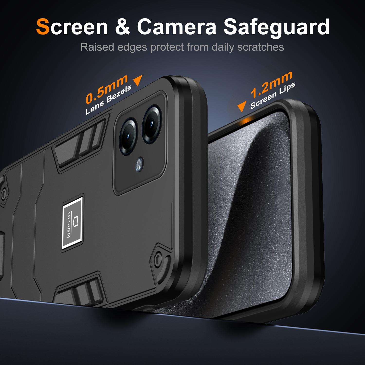 

For Motorola Moto G14 4G Phone Case TPU+PC Shock-Absorbing Cover Black