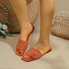 Fashion Woman Shoes 2025 Open Toe Slippers Women Plus Size Casual Comfortable Mixed Colors Sandals Square Toe String Bead Flat Slippers