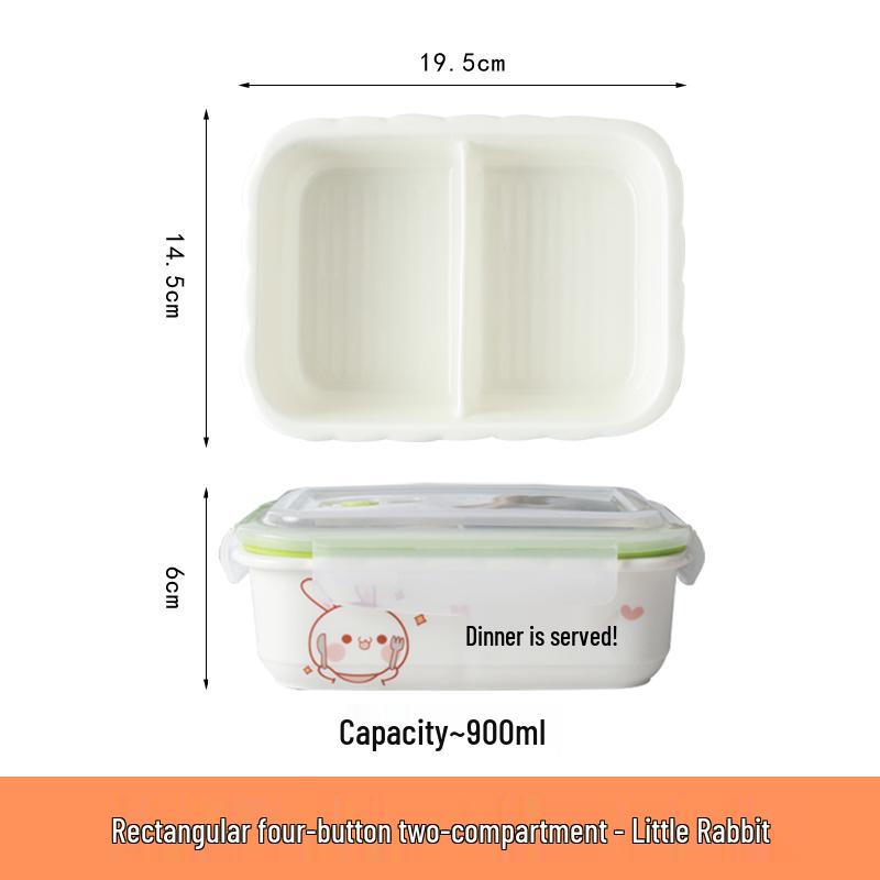Microwaveable Ceramic Bento Box with Two or Three Compartments, Perfect for Students and Office Workers.