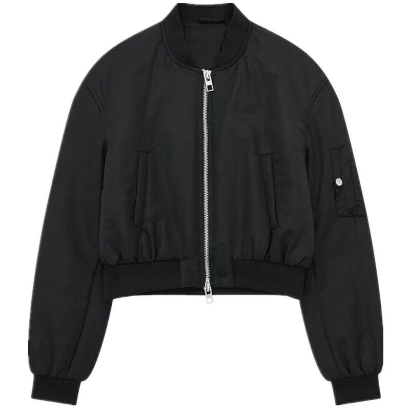 

Fashion Style Autumn Short Nylon Pilot Jacket Black L