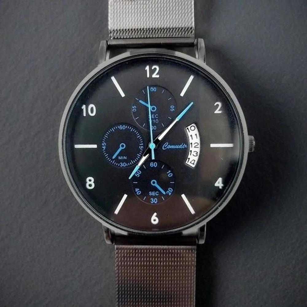 Mesh Metal Fashion Wristwatch Analog Quartz Mesh Watch for Office Workers Men s Fashion Watch Analog Watch Blue