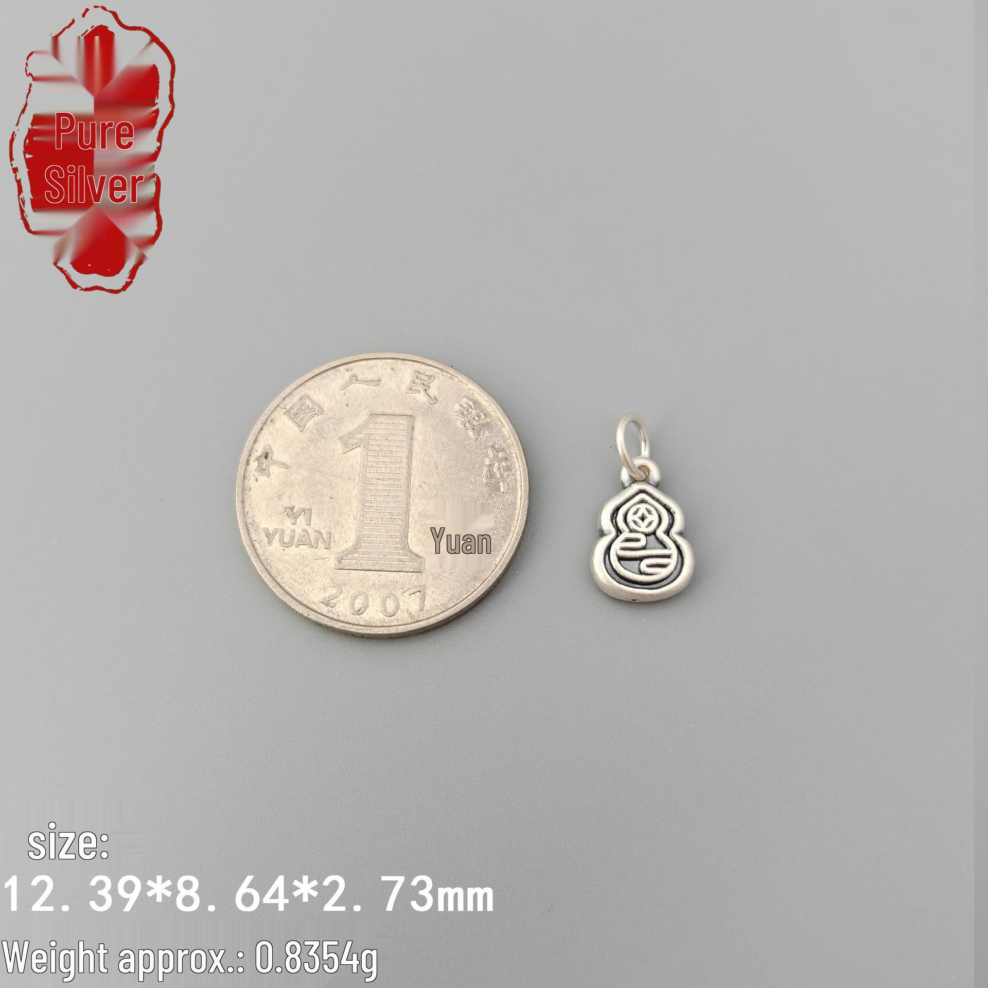S999 Sterling Silver Gourd Fu Ruyi Pendant Charm for DIY Bracelets & Accessories S999 Pure Silver: Single Price