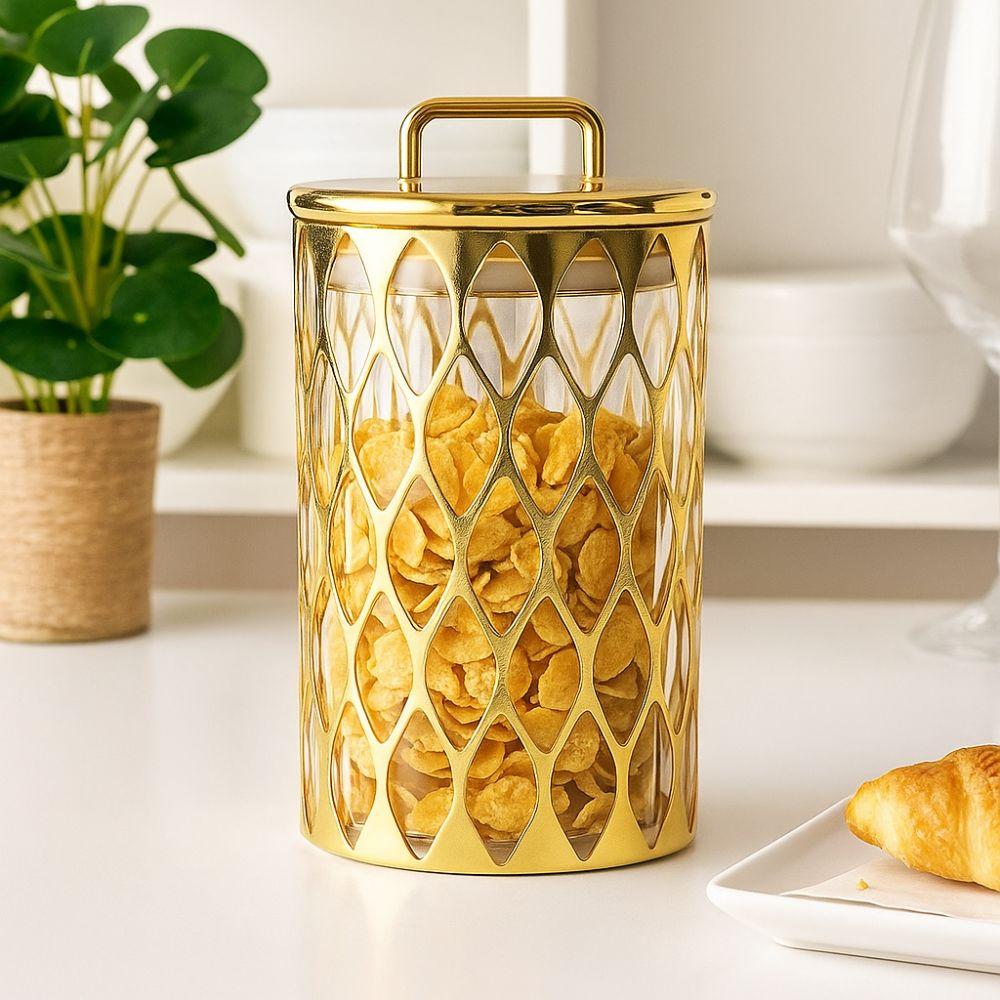 Gold-plated Food Storage Jar Acrylic Airtight Container Decorative Jar Sealed Jar  Home Decor