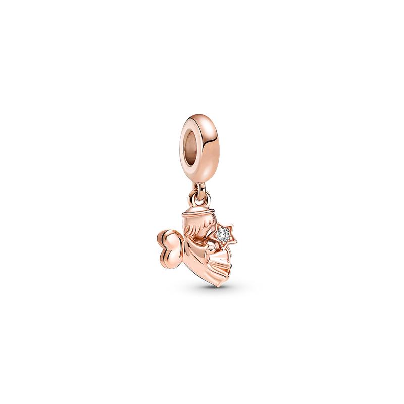 Pandora Heart-Shaped Winged Angel Pendant Rose Gold 789650C01