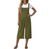 Women Casual Loose Overalls Wide Leg Jumpsuits Sleeveless Cropped Pant Romper with Pockets for Daily Wear