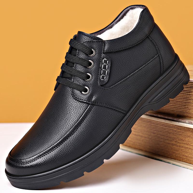 

Мужские зимние нескользящие хлопковые ботинки с вельветовой подкладкой - повседневная уличная обувь для пап среднего возраста 38