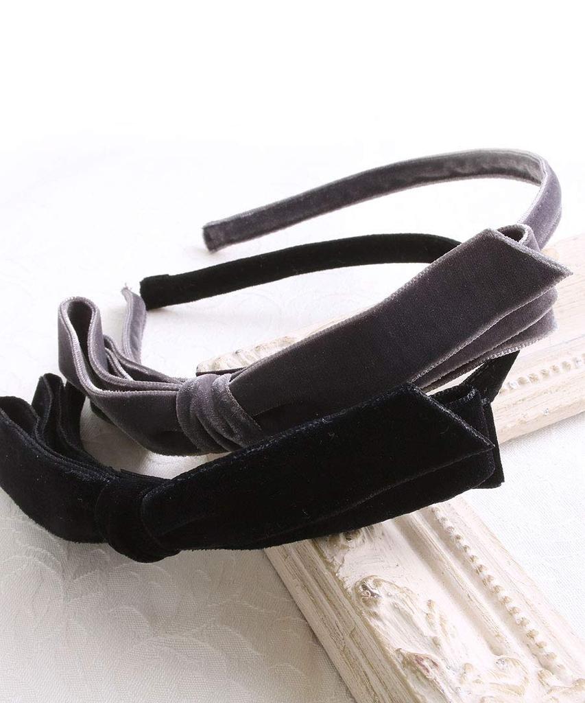 VINGTAINE Velvet Thin Ribbon Simple and Stylish Hair Gray Headband, Slim, Accessory, (HK-218-GY)